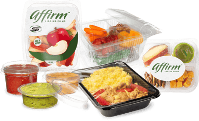 Affirm lidding film sealing produce, meals and snack containers