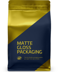 Flexible packaging rollstock with registered matte and gloss finish