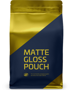 Stand-up pouch with contrasting matte and gloss finish