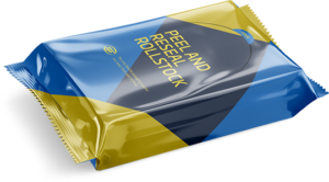 Glossy printed flexible snack pack for bakery products