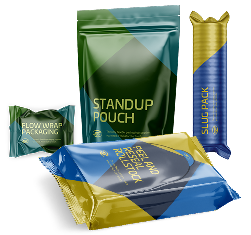 Resealable stand-up pouch, slug pack and flow wrap for cookies